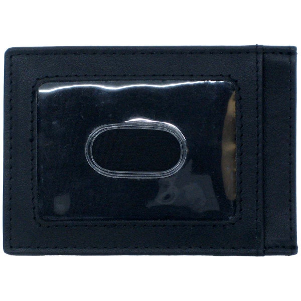 back of money clip & card holder black leather